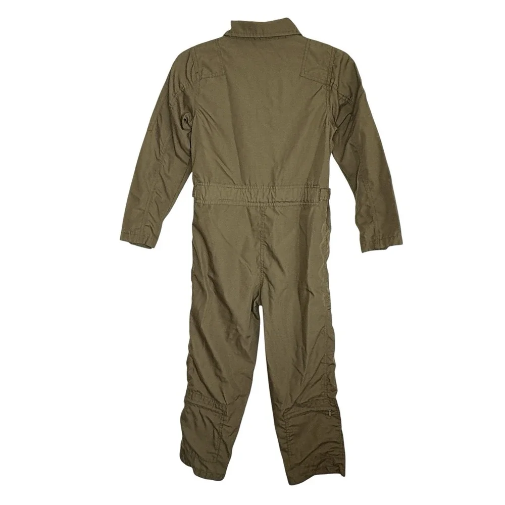 Navy Captain Fighter Pilot Jumpsuit Halloween Costume Kids Large Top Gun Green